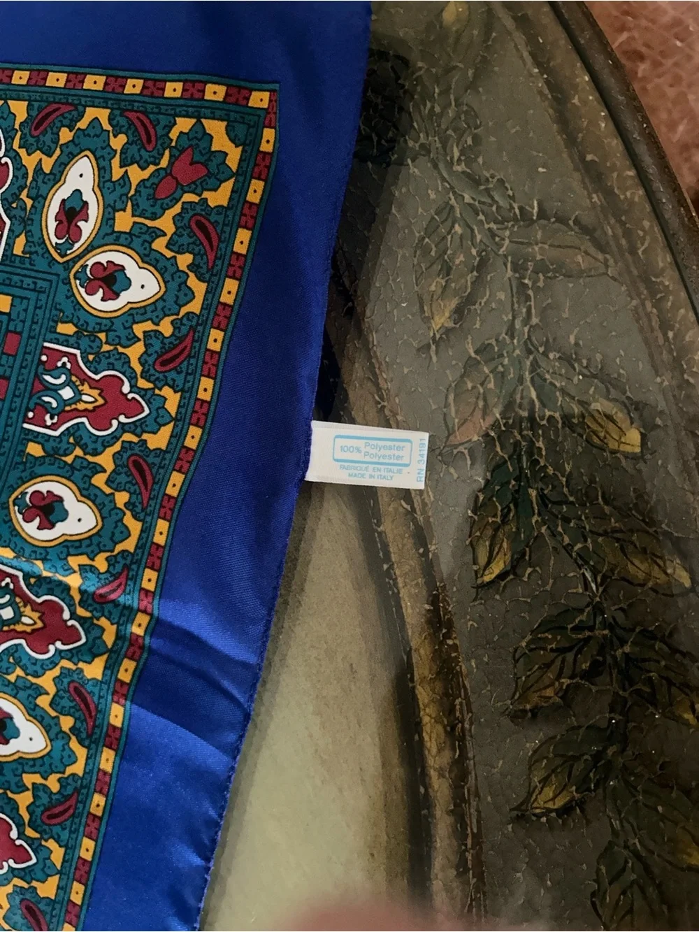 Blue Multicolor Paisley Silk 🧣 Scarf 30“ x 30“ made in Italy